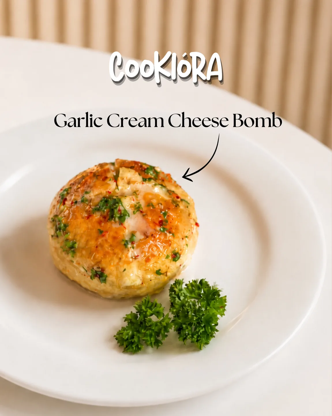 Garlic Cream Cheese Bomb on a white plate
