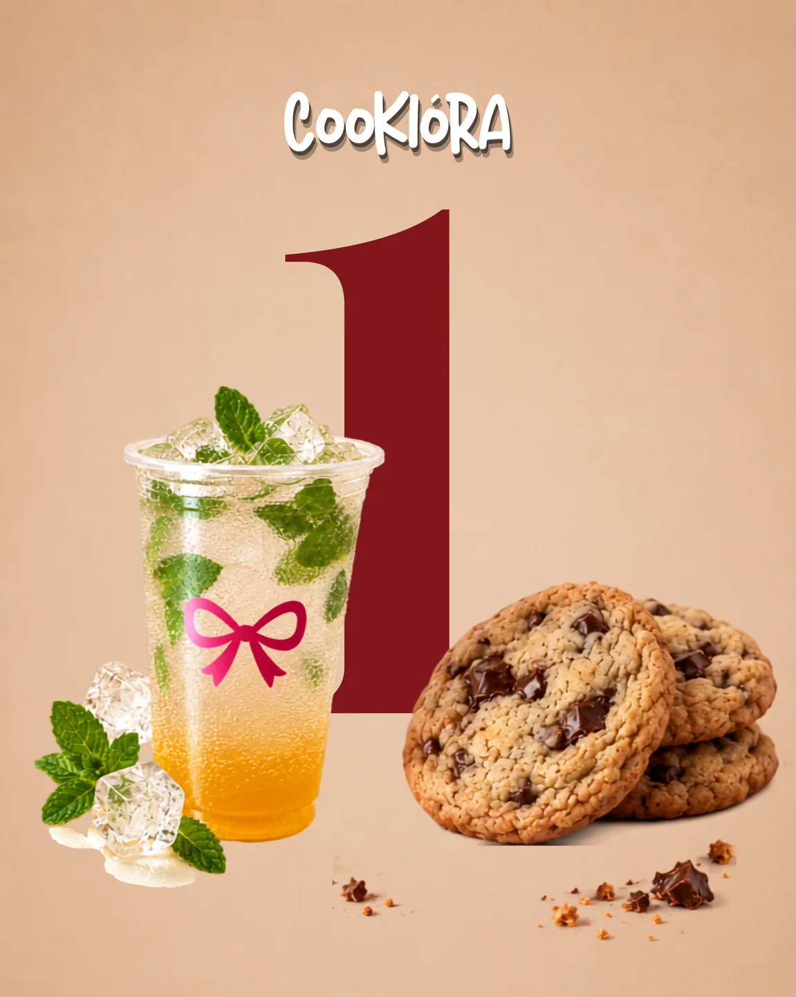 A big red 1 with a Passion Mojito and OG cookies