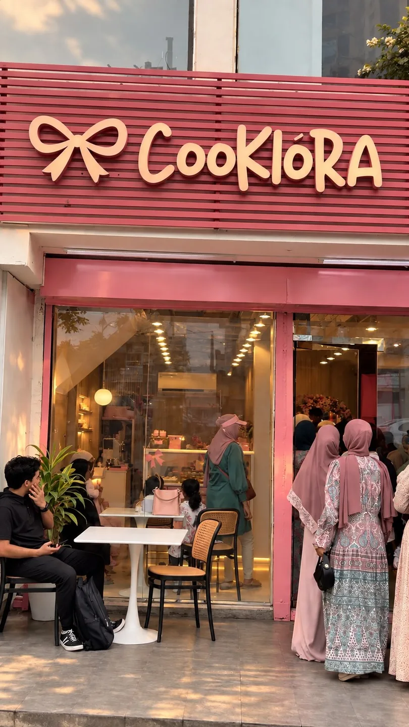 The Cookiora storefront with guests arriving